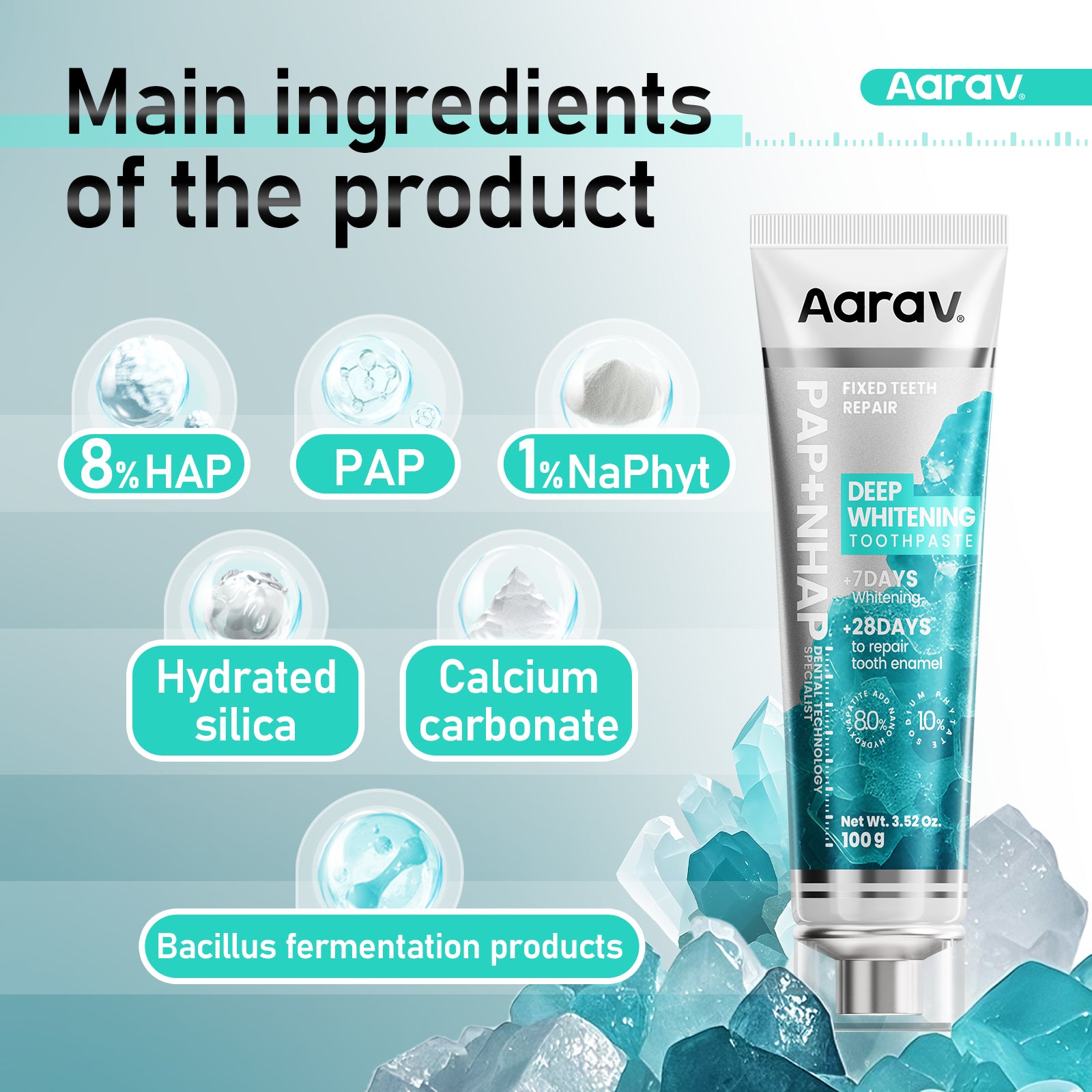 Aarav PAP Deep Whitening Toothpaste | 8% Hydroxyapatite | Fluoride-Free(DR)(副本) - Aarav Oral Care