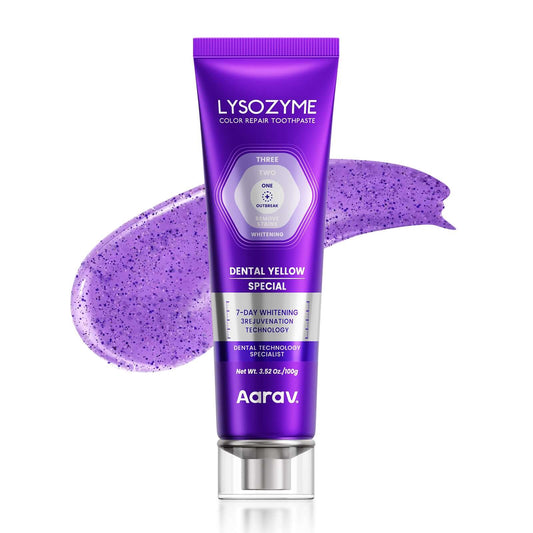 Aarav Lysozyme Purple Whitening Toothpaste | Instant Stain Removal | Color Repair(sapotom) - Aarav Oral Care